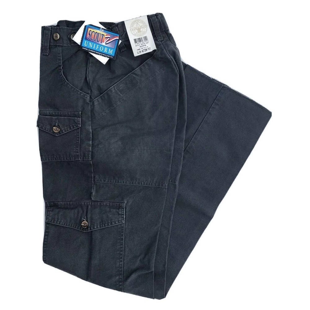 BSA Uniform Pants 24x34 Youth Tall Slim Scout Action Fit Cargo 34"inseam raw hem